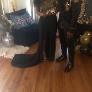 Black and Gold Prom Dress